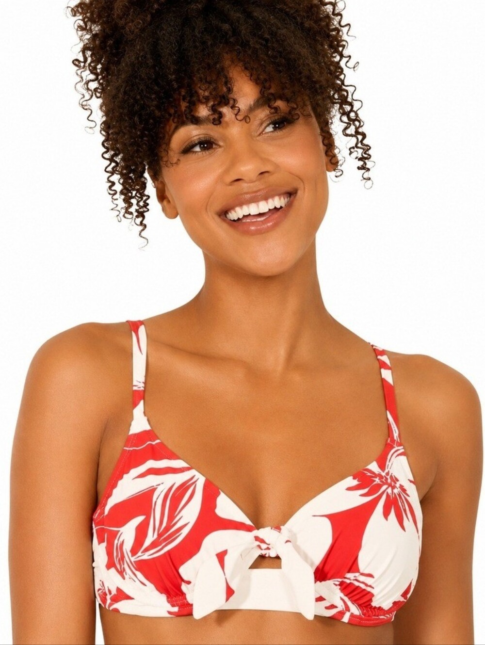 Shade & Shore Floral Print Undewire Bikini Top Size 34DD Medium Bottoms
